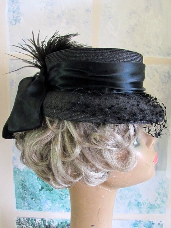 VINTAGE VICTORIAN HAT w PEACOCK FEATHER, GIBSON GIRL to EDWARDIAN STYLE; DRAPER main image 7